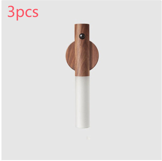 Auto LED USB Wireless Night Light – Magnetic Wood Motion Sensor Wall Lamp