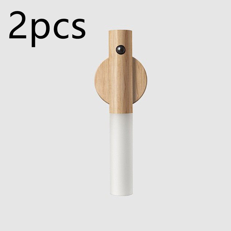 Auto LED USB Wireless Night Light – Magnetic Wood Motion Sensor Wall Lamp