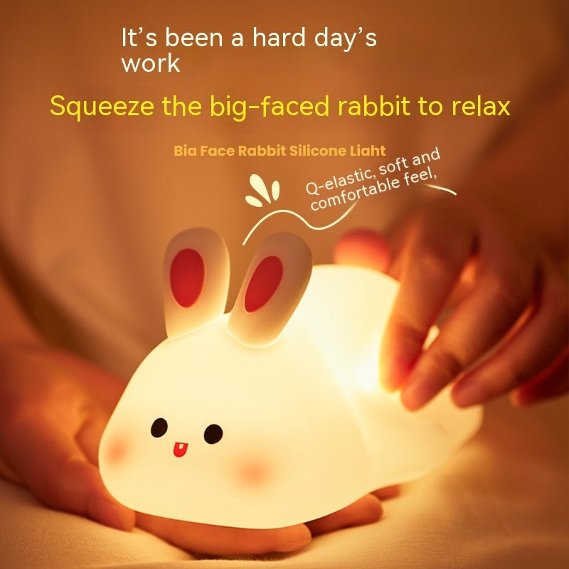 Cute Rabbit LED Night Light – Soft Silicone Touch Sensor Bedside Lamp