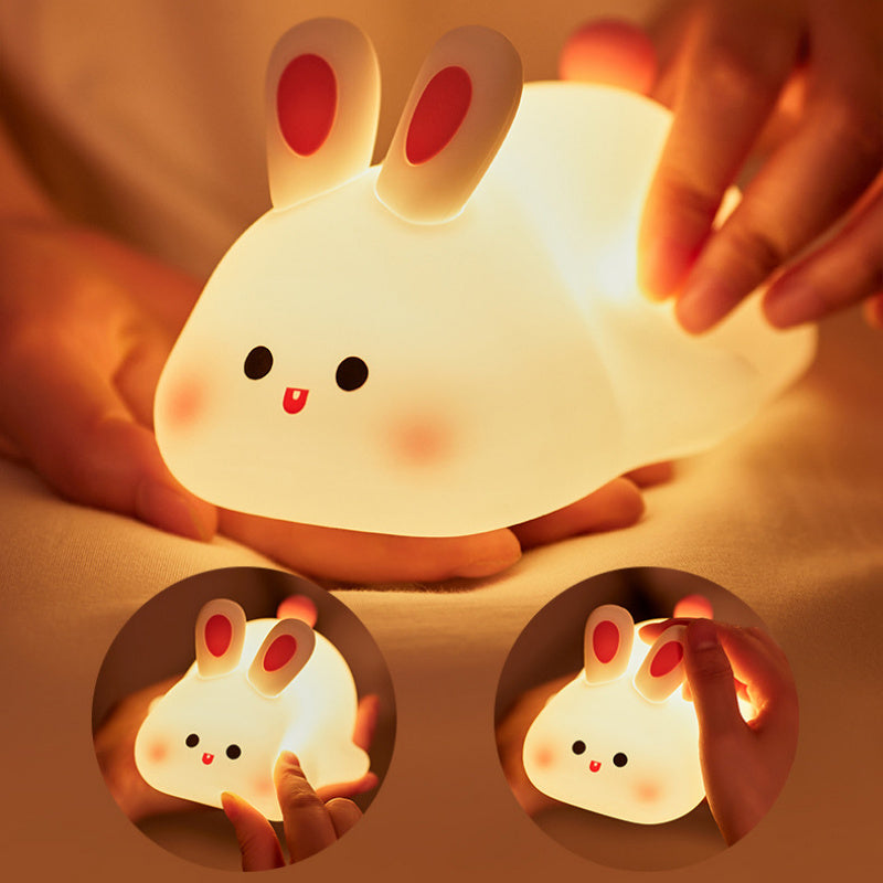 Cute Rabbit LED Night Light – Soft Silicone Touch Sensor Bedside Lamp