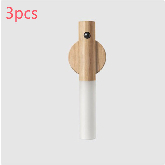 Auto LED USB Wireless Night Light – Magnetic Wood Motion Sensor Wall Lamp
