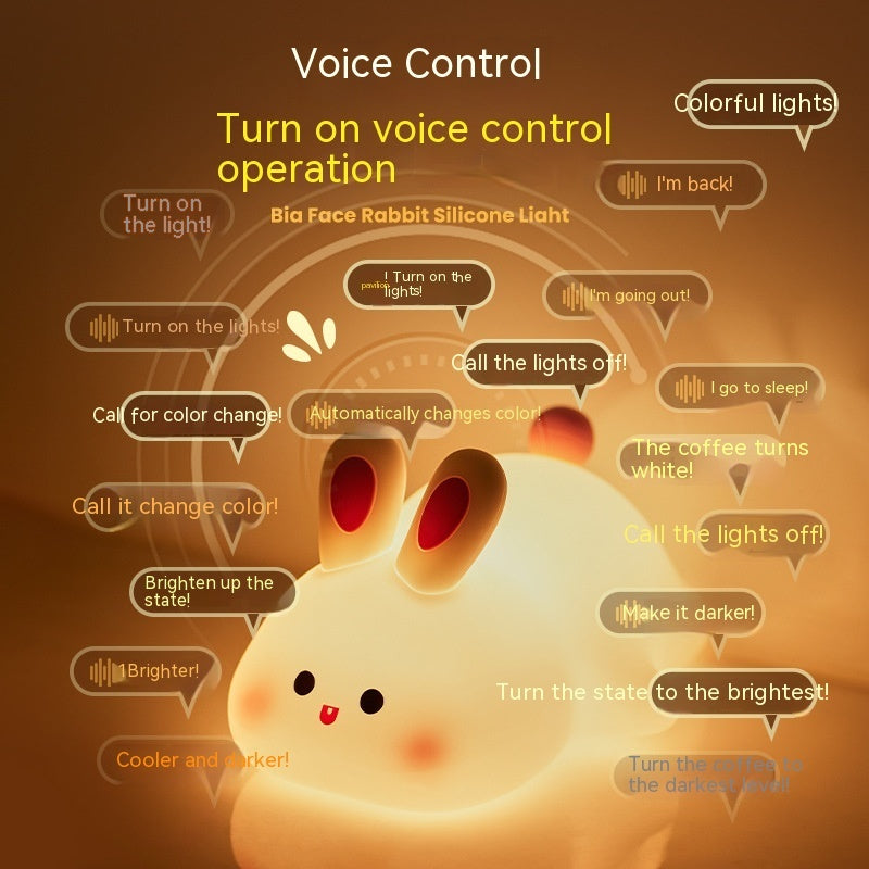 Cute Rabbit LED Night Light – Soft Silicone Touch Sensor Bedside Lamp