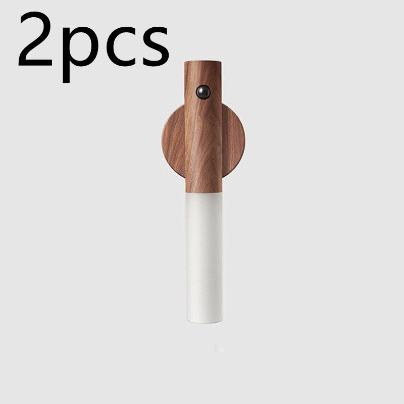 Auto LED USB Wireless Night Light – Magnetic Wood Motion Sensor Wall Lamp