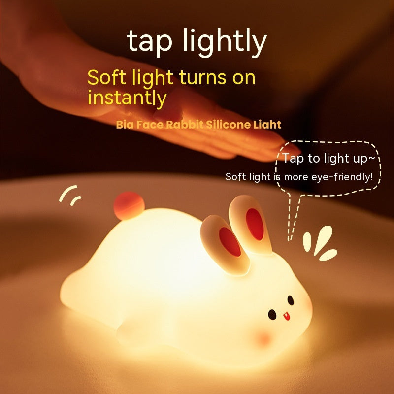 Cute Rabbit LED Night Light – Soft Silicone Touch Sensor Bedside Lamp
