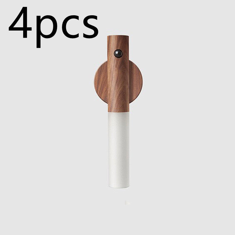 Auto LED USB Wireless Night Light – Magnetic Wood Motion Sensor Wall Lamp