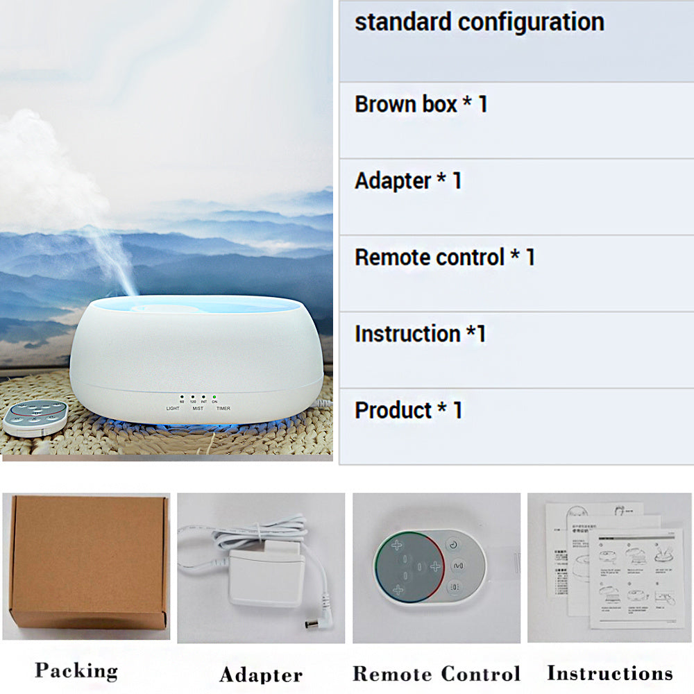 HOMEFISH 500ml Aroma Diffuser – Ultrasonic Humidifier with Colorful LED Light