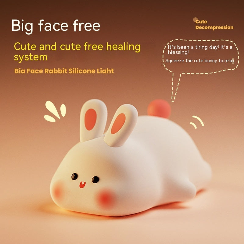 Cute Rabbit LED Night Light – Soft Silicone Touch Sensor Bedside Lamp