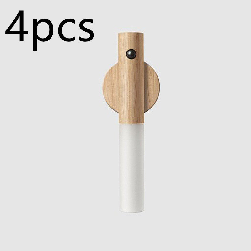 Auto LED USB Wireless Night Light – Magnetic Wood Motion Sensor Wall Lamp