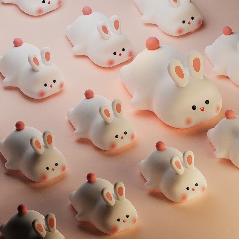 Cute Rabbit LED Night Light – Soft Silicone Touch Sensor Bedside Lamp