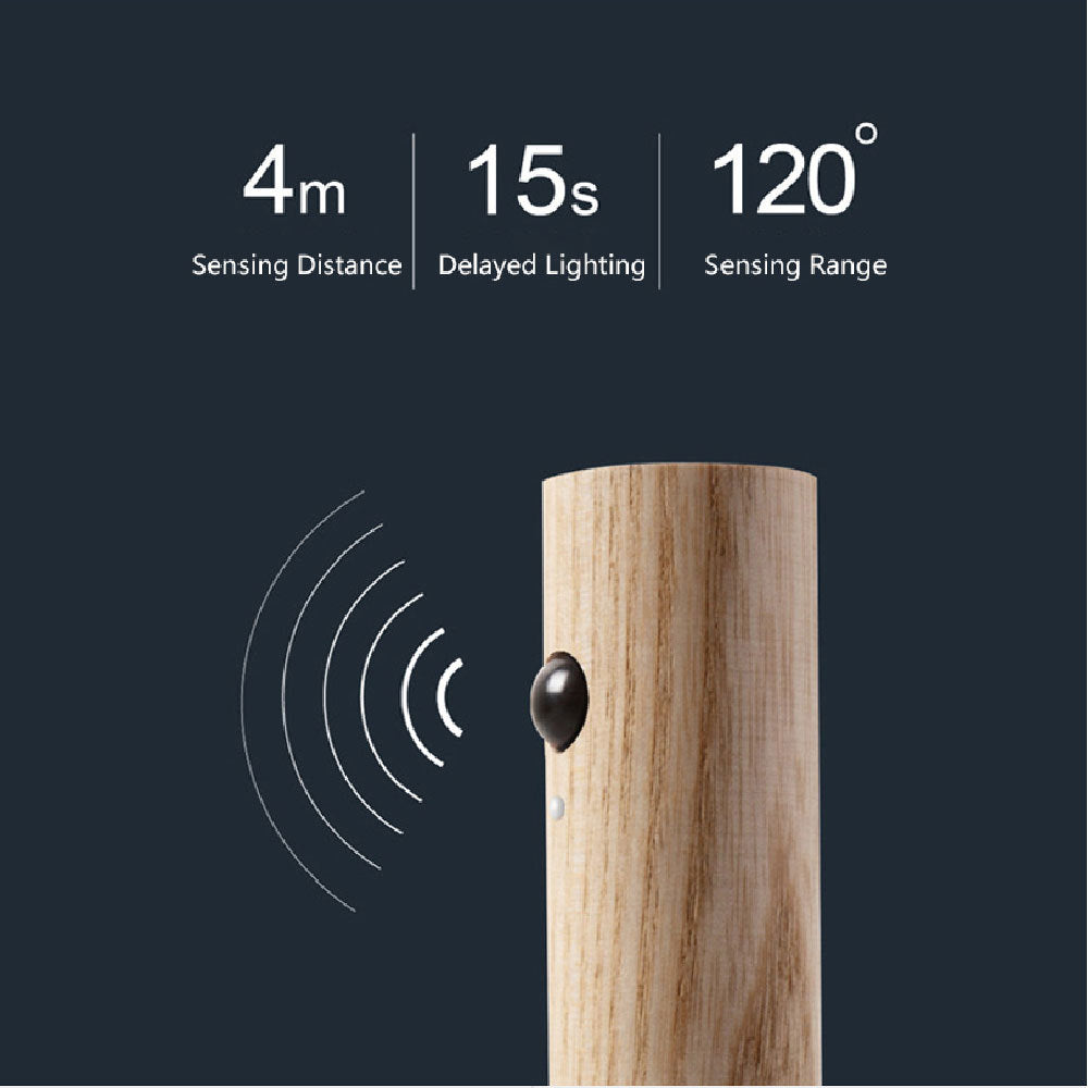 Auto LED USB Wireless Night Light – Magnetic Wood Motion Sensor Wall Lamp