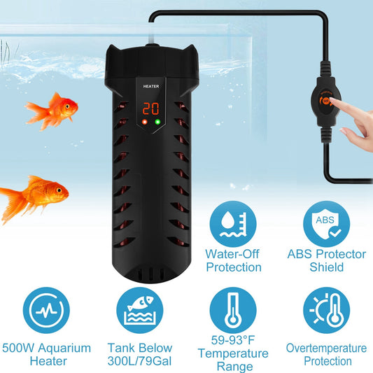 500W Submersible Aquarium Heater – Adjustable Temperature with External Controller